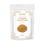 AJNAVEDA Fenugreek Seeds Powder in eco-friendly packaging, highlighting its rich, golden-brown hue. Known for promoting healthy hair growth and improving scalp health, this powder is a natural solution for hair care and overall wellness.