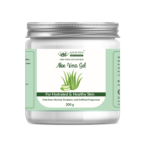 AJNAVEDA Aloe Vera Gel in sleek, eco-friendly packaging with a natural green accent. The image emphasizes the gel's purity and multipurpose benefits, symbolizing hydration, soothing, and nourishment for healthy skin and hair